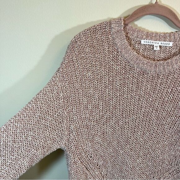 Veronica Beard Leah Rib Rose Gold Crewneck Sweater Medium Knit - Picture 7 of 13